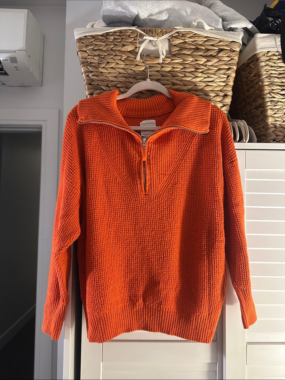 aerie Men's Orange Zip-Neck Knit Sweater